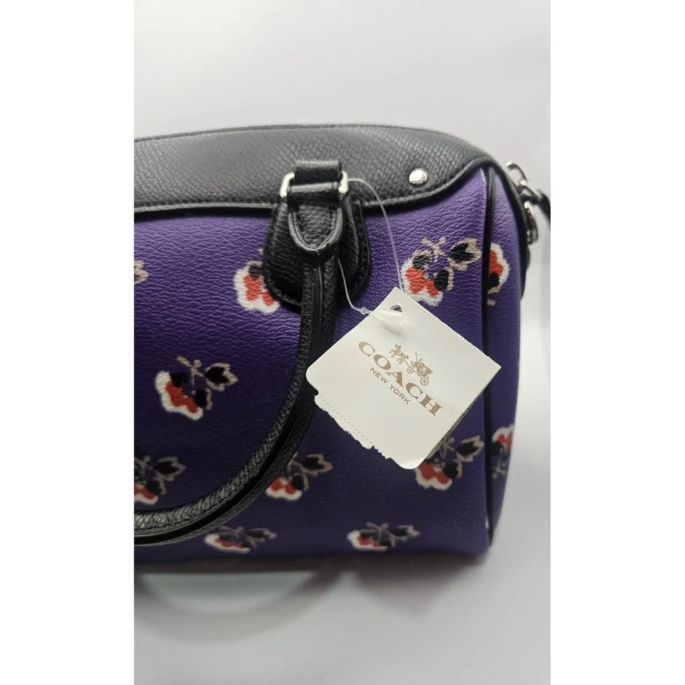 NWT Coach Mini Bennett Satchel Bramble Rose Print with Removable Strap One Flaw!